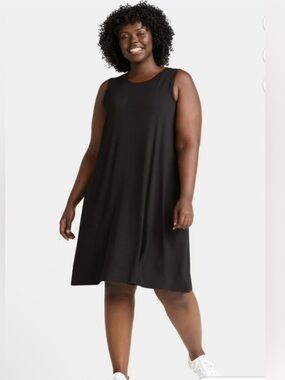 NWT Time and Tru Women's Sleeveless Knit Dress With Pockets Black Size XXXL (22)